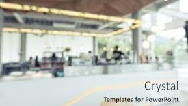  Presentation with coffee shop - Colorful PPT theme enhanced with abstract-background-of-coffee-shop backdrop and a sky blue colored foreground