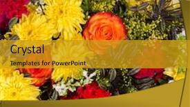  Presentation with abstract - Colorful PPT theme enhanced with abstract-background-of-flowers-close and a gold colored foreground