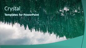  Presentation with green lake - Audience pleasing presentation design consisting of abstract-background-of-green-firs backdrop and a ocean colored foreground