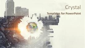  Presentation with world - Cool new slide deck with abstract-background-of-modern-world backdrop and a cream colored foreground