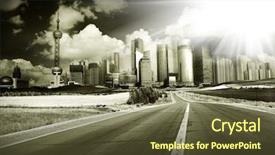  Presentation with columns ancient roman road city - PPT layouts featuring abstract background of the road background and a tawny brown colored foreground