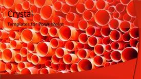  Presentation with construction site construction - Presentation theme consisting of abstract background rainbow curved - pvc pipes stacked in construction background and a red colored foreground