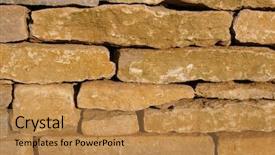  Presentation with stacked stone wall - PPT theme featuring abstract beige - dry stone wall constructed background and a  colored foreground