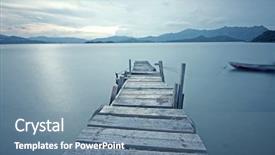  Presentation with lake - Presentation design consisting of abstract blue grey gray - old jetty walkway pier background and a seafoam green colored foreground