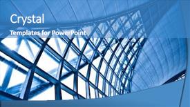  Presentation with blue abstract wavy lines - Cool new presentation design with abstract blue wall interior background backdrop and a teal colored foreground