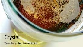  Presentation with close up of beef tartar - Slide set featuring abstract bluish - glass of beer view background and a  colored foreground