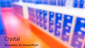  Presentation with abstract - Theme having abstract blur ascending blue lockers background and a gold colored foreground