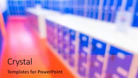  Presentation with blue swoosh abstract design - PPT theme having abstract blur ascending blue lockers background and a gray colored foreground