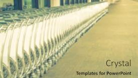  Presentation with airport terminal - Colorful presentation enhanced with blur luggage carts at airport backdrop and a mint green colored foreground