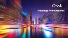  Presentation with abstract circles blur night street - Colorful PPT theme enhanced with abstract blur modern cityscape background backdrop and a navy blue colored foreground