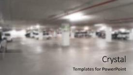  Presentation with car parking - PPT theme enhanced with abstract blur parking garage background and a light gray colored foreground
