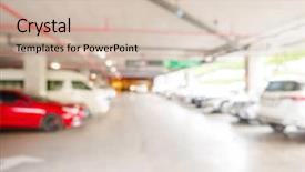  Presentation with car parking - Beautiful presentation theme featuring abstract blur parking garage backdrop and a soft green colored foreground