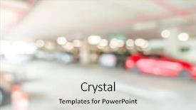  Presentation with garage car - Theme having abstract blur parking garage background and a light gray colored foreground