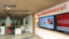  Presentation with abstract business - Beautiful theme featuring abstract blurred showroom expo business backdrop and a  colored foreground