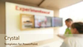  Presentation with abstract business - Colorful slide deck enhanced with abstract blurred showroom expo business backdrop and a lemonade colored foreground