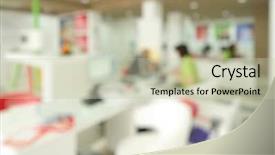  Presentation with abstract business - Presentation theme having abstract blurred showroom expo business background and a mint green colored foreground