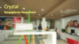  Presentation with business abstract - Audience pleasing PPT theme consisting of abstract blurred showroom expo business backdrop and a tawny brown colored foreground