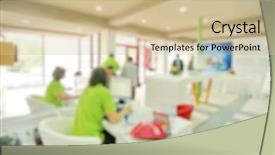  Presentation with abstract business - Cool new presentation theme with abstract blurred showroom expo business backdrop and a  colored foreground