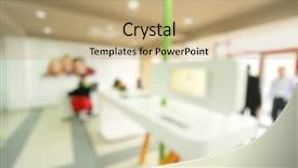  Presentation with abstract business - PPT theme enhanced with abstract blurred showroom expo business background and a coral colored foreground