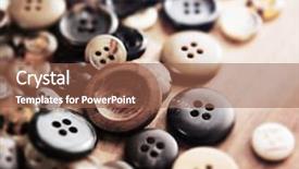  Presentation with leather craft work table - PPT theme featuring taylor - buttons on a old work background and a tawny brown colored foreground