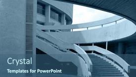  Presentation with business abstract - Colorful slides enhanced with abstract business building in blue backdrop and a ocean colored foreground