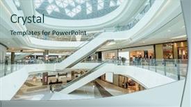  Presentation with mall - Presentation design featuring hall of shopping mall background and a sky blue colored foreground