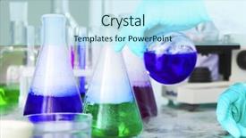  Presentation with chemical experiment - Colorful presentation theme enhanced with abstract chemistry - chemical experiment macro close up backdrop and a cool aqua colored foreground