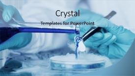  Presentation with chemical experiment - Theme featuring abstract chemistry - chemical experiment macro background and a light blue colored foreground