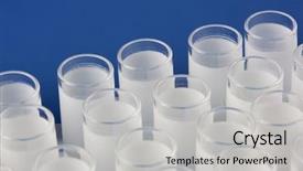  Presentation with laboratory blood test tubes - PPT theme having abstract chemistry - laboratory glass testing tubes background and a light gray colored foreground