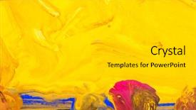  Presentation with abstract water color - Presentation theme featuring abstract children's drawing water background and a light gray colored foreground