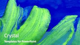  Presentation with abstract water color - Presentation featuring abstract children's drawing water background and a seafoam green colored foreground