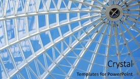  Presentation with steel structures - Beautiful presentation featuring steel structures - glass roof and windows backdrop and a teal colored foreground