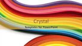  Presentation with paper line - Presentation design enhanced with abstract color rainbow strip curl line paper background background and a yellow colored foreground