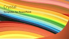  Presentation with paper line - Beautiful slide deck featuring abstract-color-rainbow-strip-curl backdrop and a yellow colored foreground