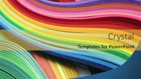  Presentation with rainbow wave - Presentation theme consisting of abstract-color-wave-rainbow-strip background and a yellow colored foreground