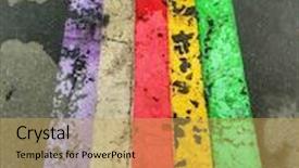  Presentation with asphalt - Beautiful slide set featuring abstract colorful stripes on the asphalt backdrop and a yellow colored foreground