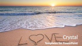  Presentation with art seascape nature sea - PPT theme with abstract colorful waves - lowe on the sea sand background and a coral colored foreground