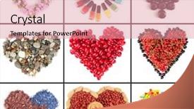  Presentation with clouds in heart shape - Presentation theme consisting of abstract colorfull - collage of heart-shaped things background and a coral colored foreground