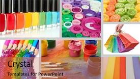  Presentation with rainbow - Cool new PPT theme with abstract colorfull - collage of photos in rainbow backdrop and a coral colored foreground