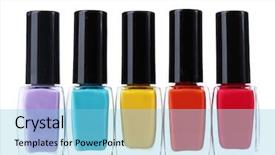  Presentation with bright white - PPT layouts enhanced with abstract colorfull - group of bright nail polishes background and a light blue colored foreground