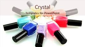  Presentation with bright white - Presentation theme featuring abstract colorfull - group of bright nail polishes background and a  colored foreground