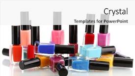  Presentation with bright white - Slides featuring abstract colorfull - group of bright nail polishes background and a  colored foreground