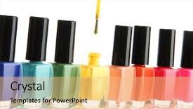 Presentation with bright white - Presentation theme with abstract colorfull - group of bright nail polishes background and a lemonade colored foreground