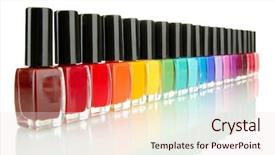  Presentation with bright white - Audience pleasing slide set consisting of abstract colorfull - group of bright nail polishes backdrop and a lemonade colored foreground