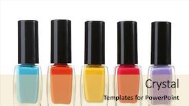  Presentation with bright white - PPT theme with abstract colorfull - group of bright nail polishes background and a yellow colored foreground