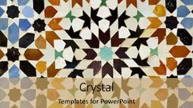  Presentation with morrocan - Presentation having abstract colorfull - morrocan traditional mosaic ornament background and a yellow colored foreground