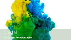  Presentation with coloured - Slide set having abstract-coloured-ink-in-water background and a forest green colored foreground