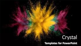  Presentation with coloured - Amazing PPT theme having abstract-coloured-powder-explosion backdrop and a black colored foreground