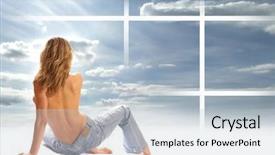  Presentation with lady - Audience pleasing presentation theme consisting of abstract composition with sexy lady backdrop and a lemonade colored foreground