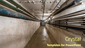  Presentation with nuclear - PPT layouts consisting of abstract-dark-corridor-of-military background and a tawny brown colored foreground